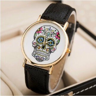 Montre femme tête de mort (5 couleurs de bracelet)