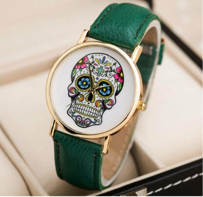 Montre femme tête de mort (5 couleurs de bracelet)