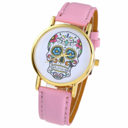 Montre femme tête de mort (5 couleurs de bracelet)