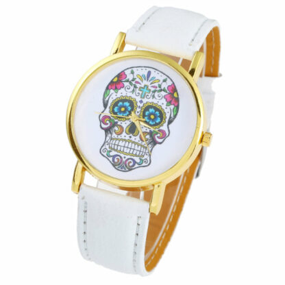 Montre femme tête de mort (5 couleurs de bracelet)